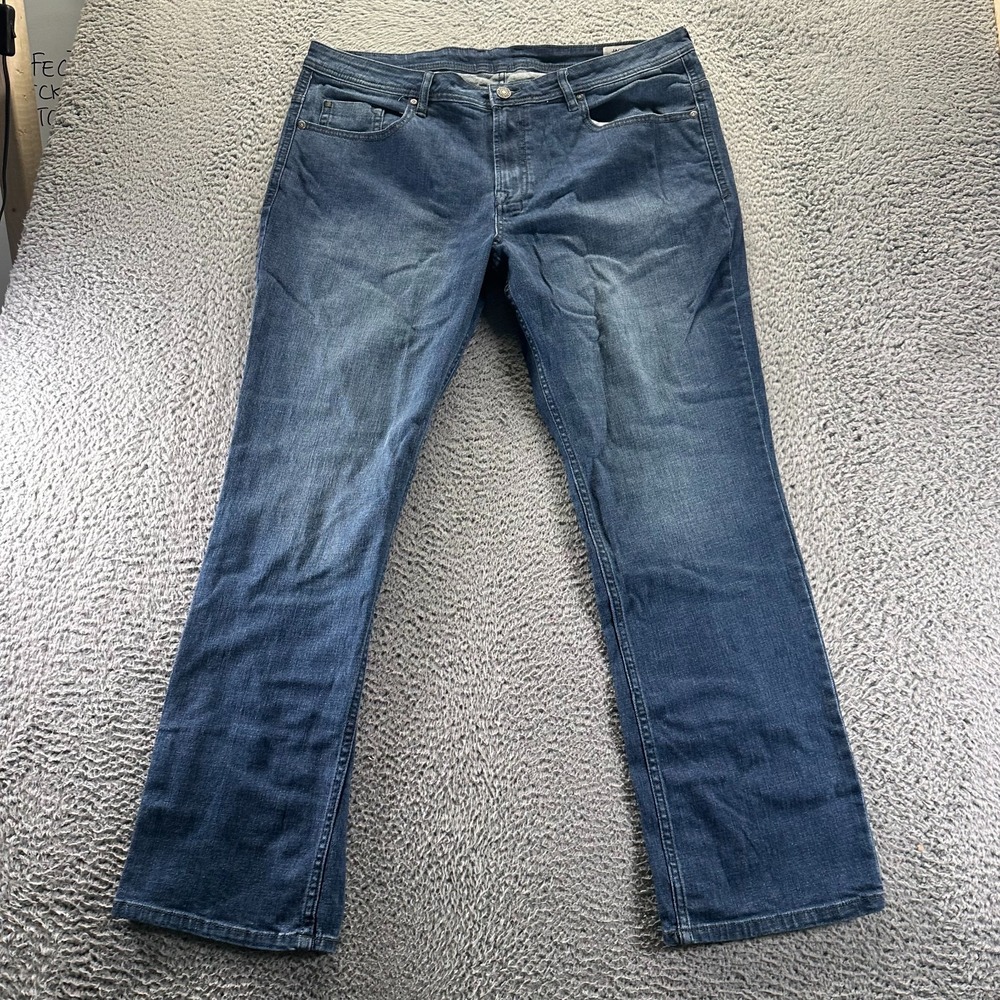 Buffalo David Bitton Jeans Mens 38x32 Blue Denim Straight Workwear Faded Stretch